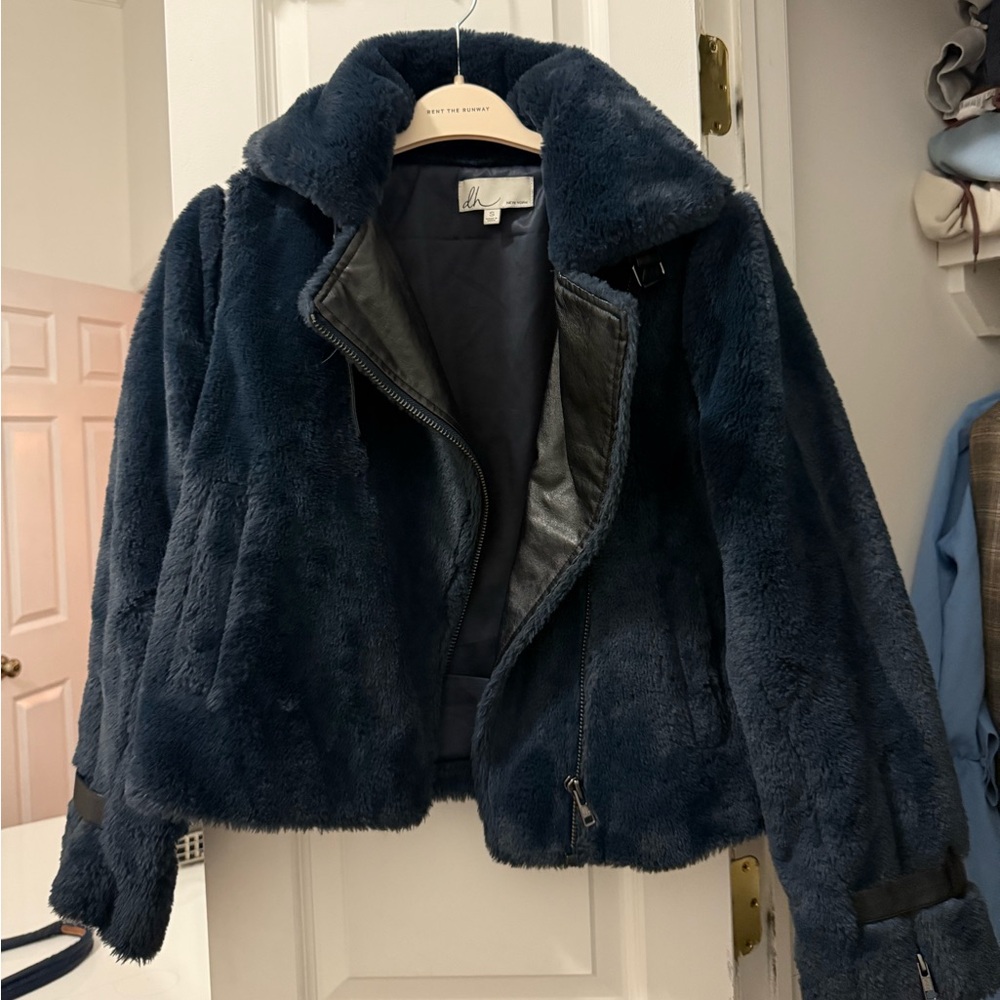 DH New York Women's Navy Faux Fur Jacket